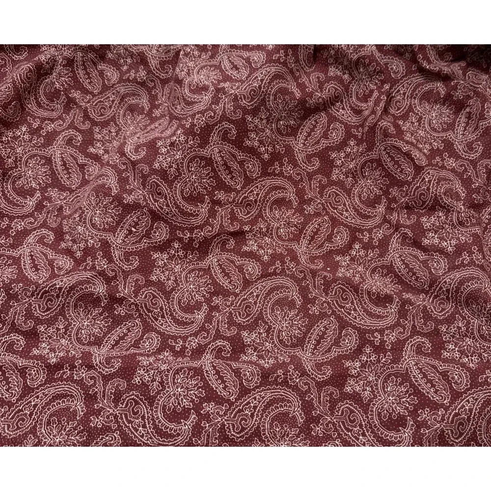 Laura‎ Ashley Queen Bedskirt Paisley Burgundy Split Corner French Country Flaws